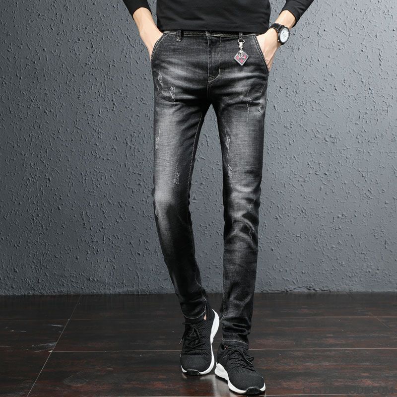 Jeans Homme Décontractée L'automne Tendance Jambe Droite Extensible Slim Noir