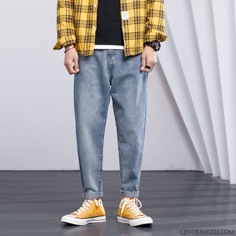 Jeans Homme Décontractée Tendance Harlan Marque De Tendance Été Légère Bleu Clair Foncé