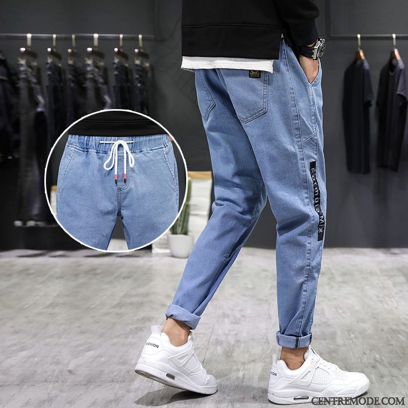 Jeans Homme Jambe Droite Troués Légère Collants Décontractée Harlan Noir