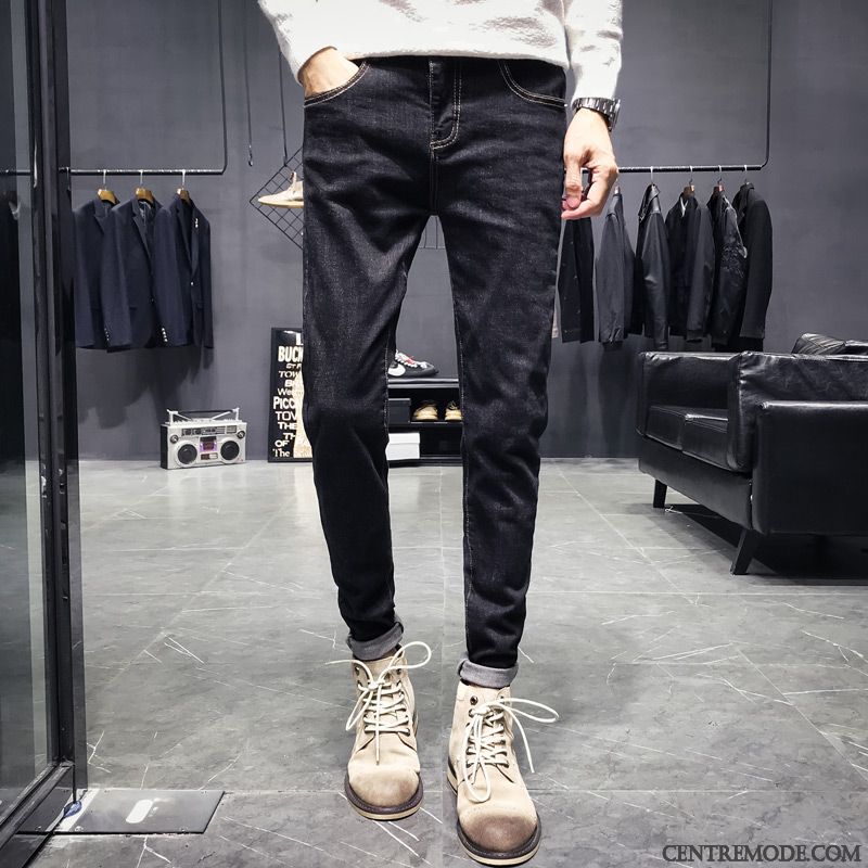 Jeans Homme Longue Slim L'automne Harlan Effiloché Tendance Noir