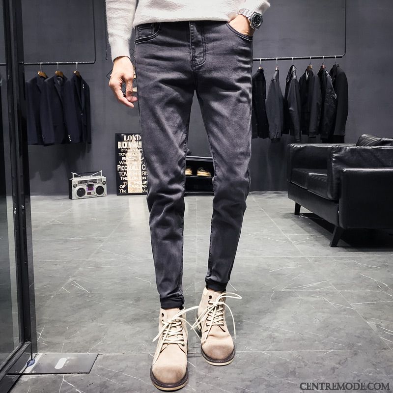 Jeans Homme Longue Slim L'automne Harlan Effiloché Tendance Noir