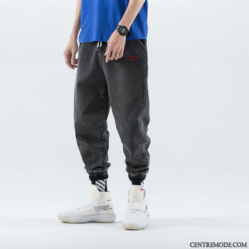 Jeans Homme Légère Été Troués Delavé Tendance Rétro Bleu Clair Bleu