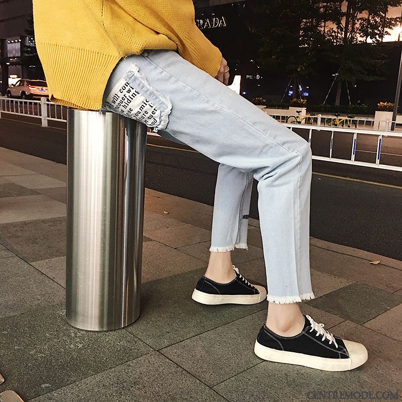 Jeans Homme Ultra Tendance Baggy Collants Bord Pantalon Bleu Rouge Clair