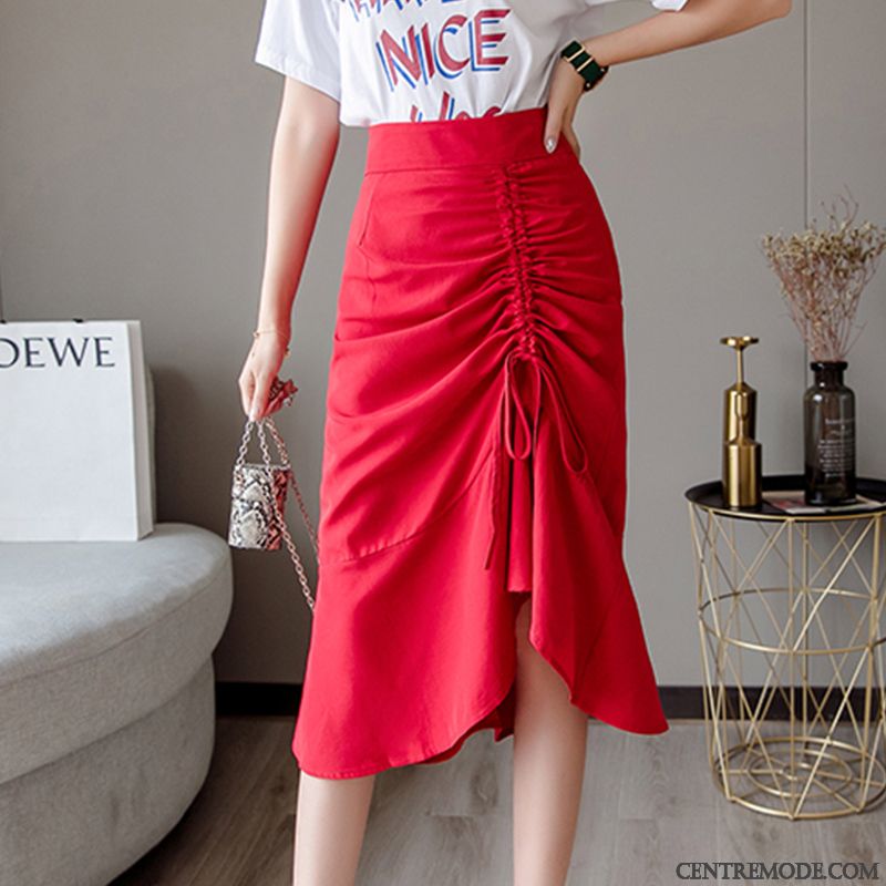 Jupes Femme Élastique Mince Haute Cintrée Drape Longue Queue De Poisson Vert