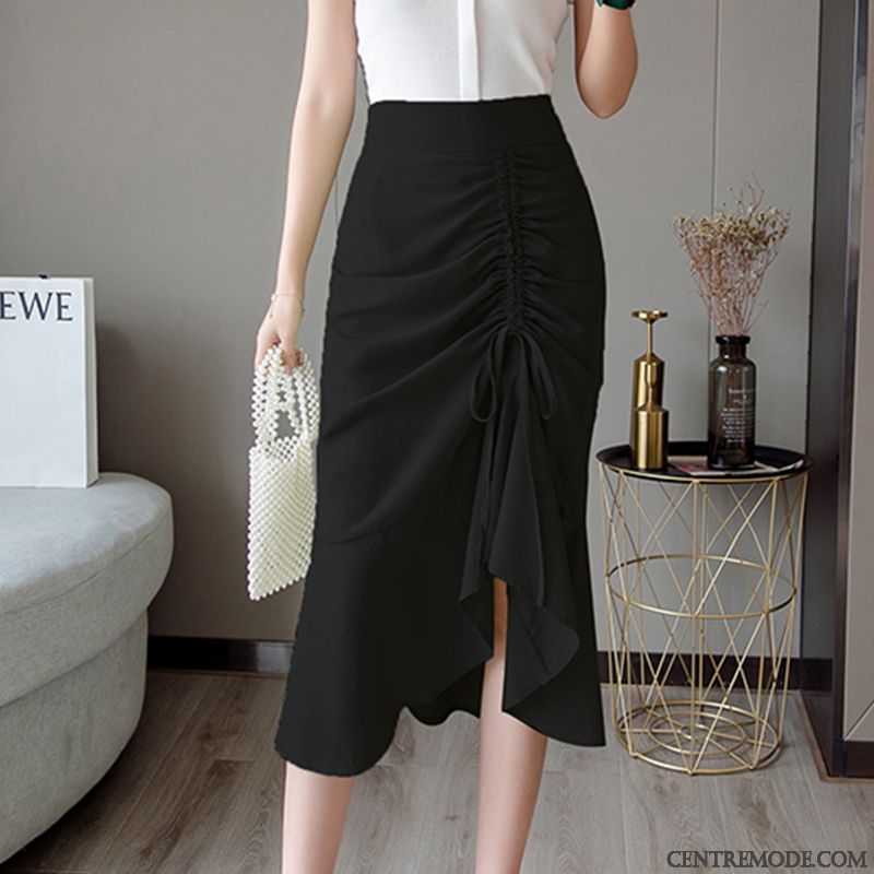 Jupes Femme Élastique Mince Haute Cintrée Drape Longue Queue De Poisson Vert