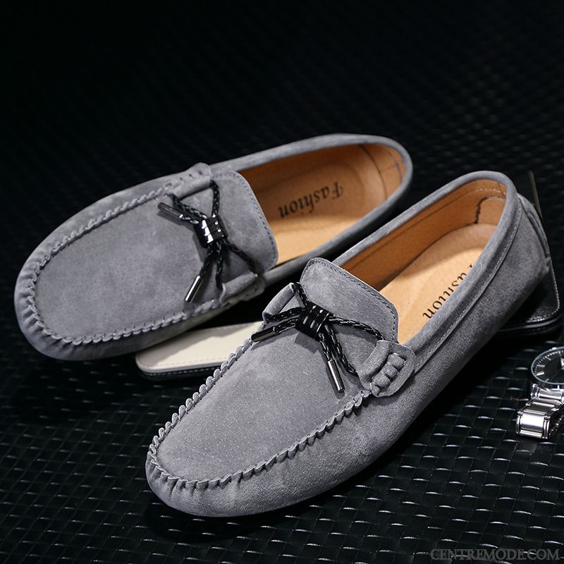 Les Chaussures Mocassins En Vente, Mocassin Nubuck Homme Mauve Kaki