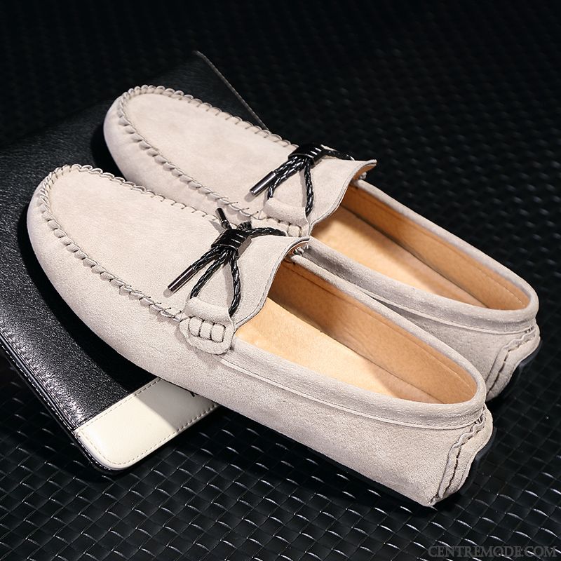 Les Chaussures Mocassins En Vente, Mocassin Nubuck Homme Mauve Kaki
