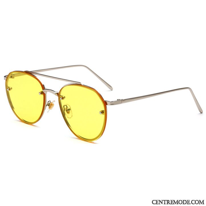 Lunettes De Soleil Femme Aviateur Homme Europe Mode Réseau Conduire Coloré Blanc Rouge Argent