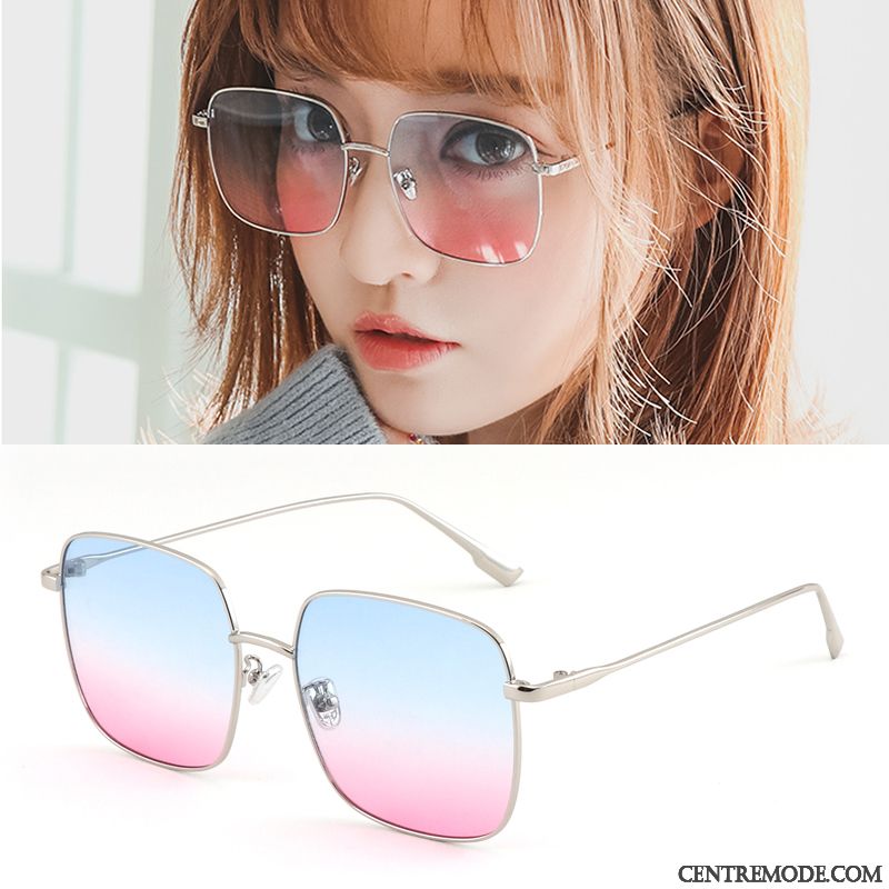 Lunettes De Soleil Femme Célébrité Gros Rétro Réseau Polarisant Tendance Rouge Or Argent