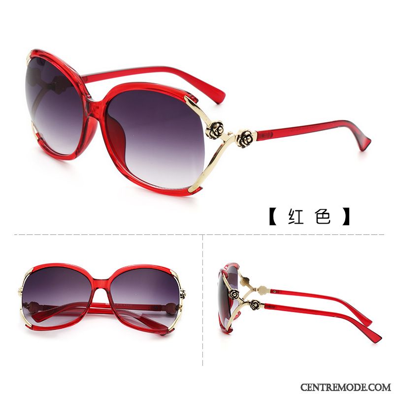 Lunettes De Soleil Femme Le Nouveau Personnalité Rond Tendance Élégant Tissu Noir Rouge