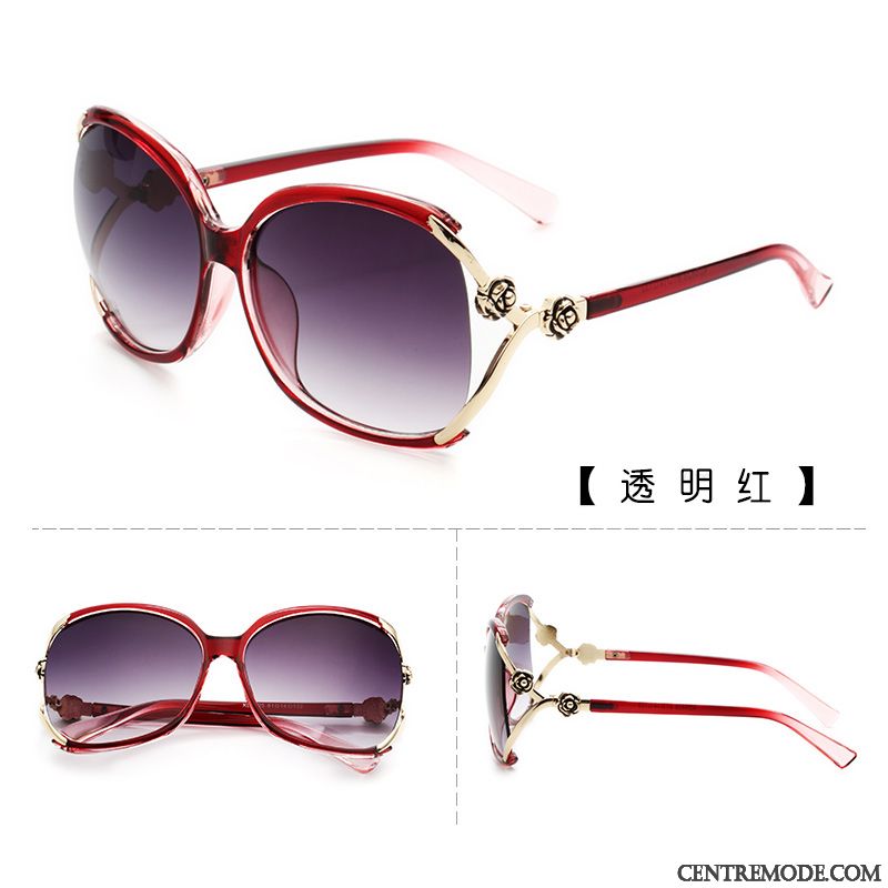 Lunettes De Soleil Femme Le Nouveau Personnalité Rond Tendance Élégant Tissu Noir Rouge