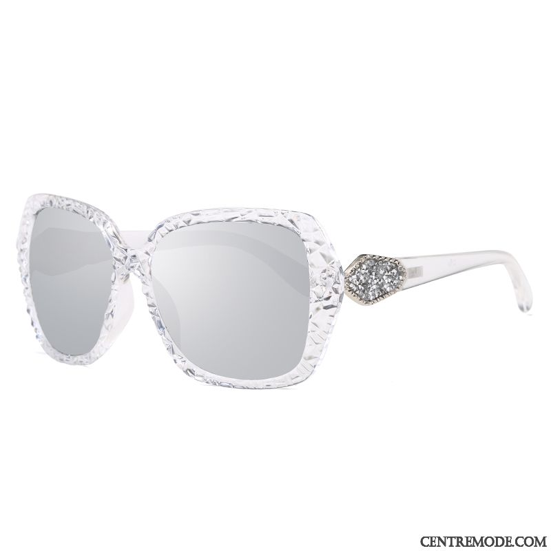 Lunettes De Soleil Femme Longue Tendance Personnalité Élégant Le Nouveau Gros Blanc Argent