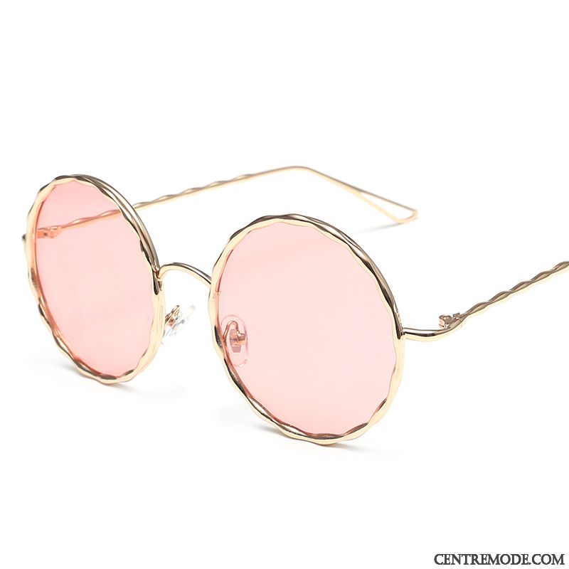 Lunettes De Soleil Femme Tempérament Modèles Féminins Transparent Rond Frais All-match Coloré Bleu