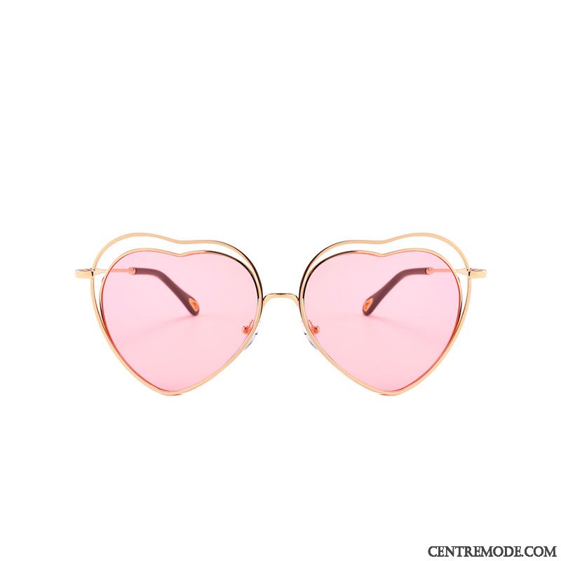 Lunettes De Soleil Femme Tendance Cœur Amour Dégradé Rétro Ultra Rose