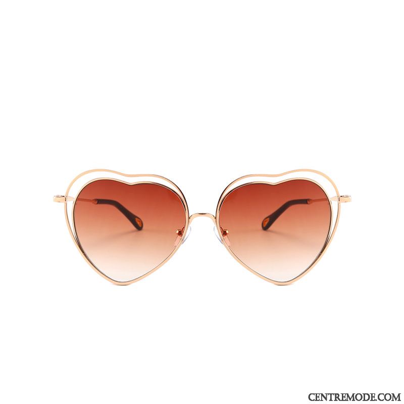 Lunettes De Soleil Femme Tendance Cœur Amour Dégradé Rétro Ultra Rose