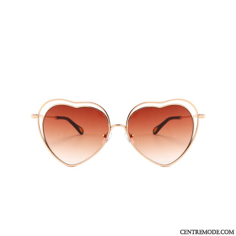 Lunettes De Soleil Femme Tendance Cœur Amour Dégradé Rétro Ultra Rose