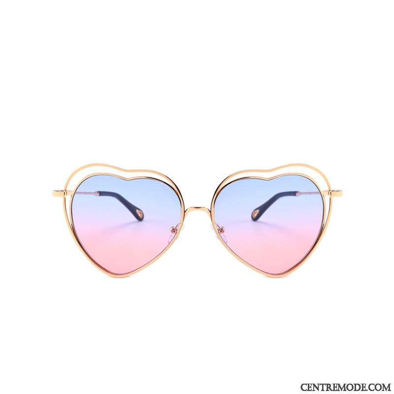 Lunettes De Soleil Femme Tendance Cœur Amour Dégradé Rétro Ultra Rose