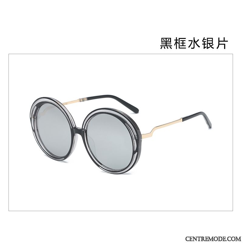 Lunettes De Soleil Femme Tendance Le Nouveau Visage Rond Célébrité Rétro Engrener Noir Rouge Gris