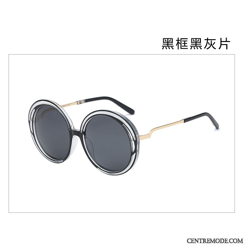 Lunettes De Soleil Femme Tendance Le Nouveau Visage Rond Célébrité Rétro Engrener Noir Rouge Gris