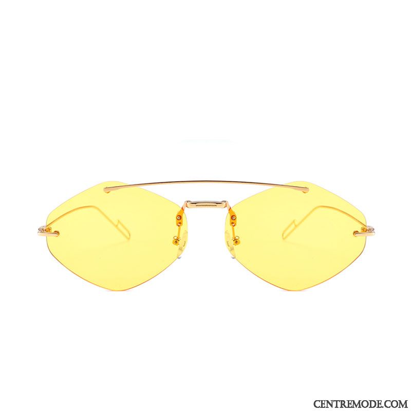 Lunettes De Soleil Femme Tendance Réseau Transparent Europe Rétro Petit Rouge Or