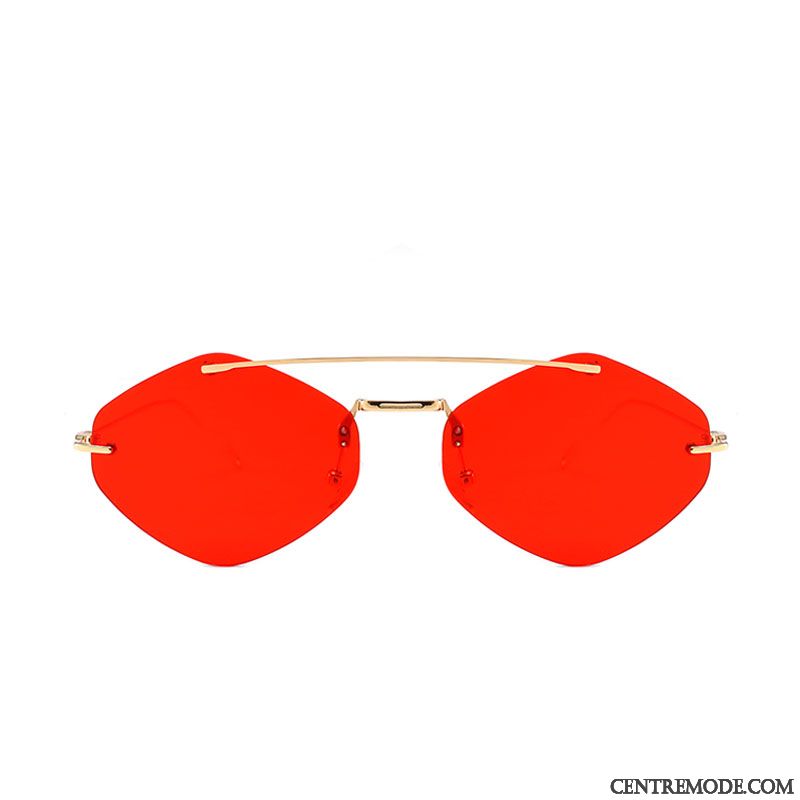 Lunettes De Soleil Femme Tendance Réseau Transparent Europe Rétro Petit Rouge Or