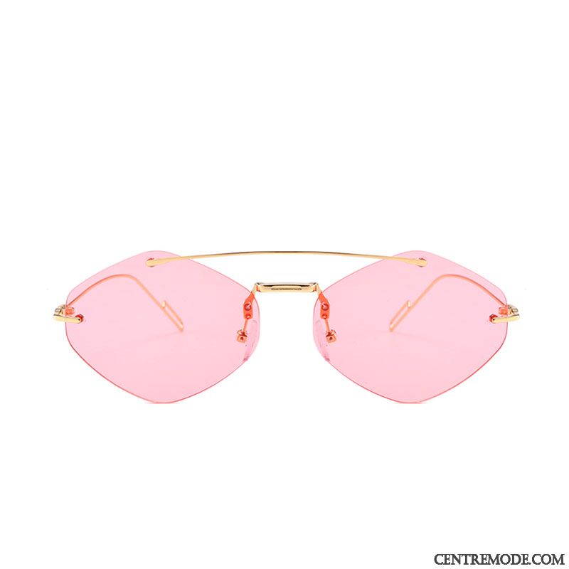 Lunettes De Soleil Femme Tendance Réseau Transparent Europe Rétro Petit Rouge Or