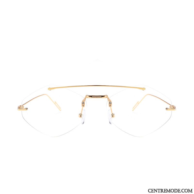 Lunettes De Soleil Femme Tendance Réseau Transparent Europe Rétro Petit Rouge Or