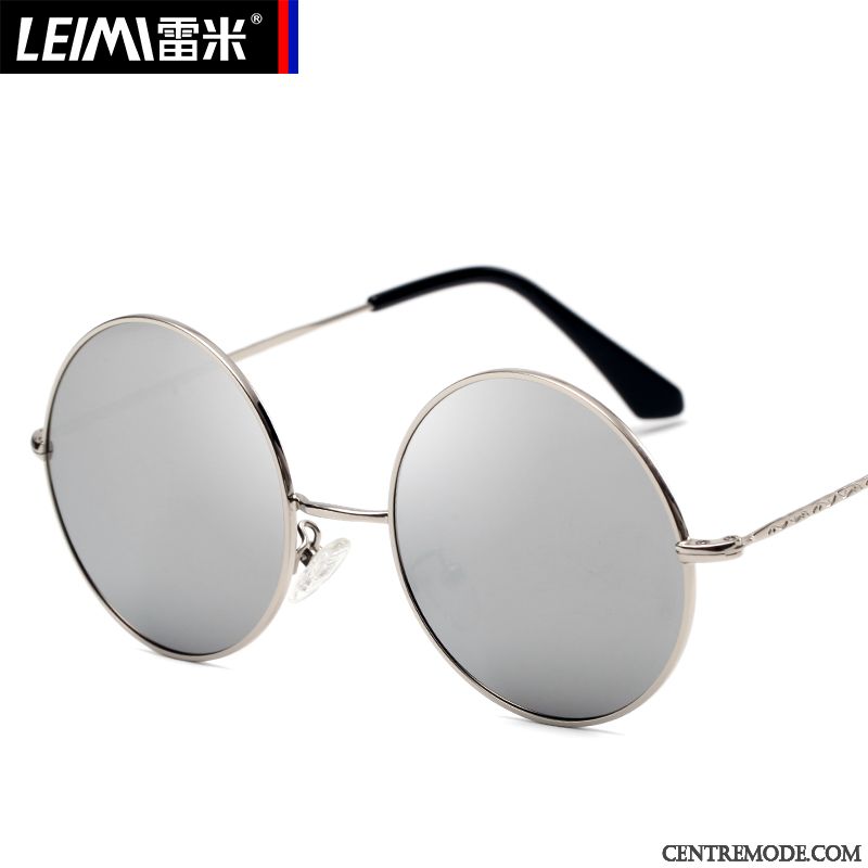 Lunettes De Soleil Homme Le Nouveau Conduire Femme Polarisant Rond Chauffeur Bleu Argent