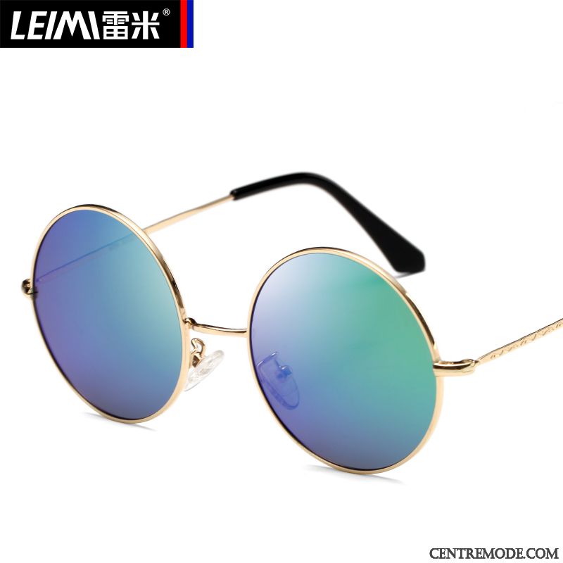 Lunettes De Soleil Homme Le Nouveau Conduire Femme Polarisant Rond Chauffeur Bleu Argent