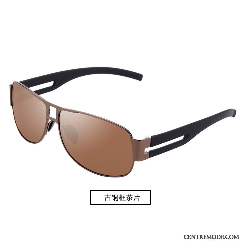 Lunettes De Soleil Homme Le Nouveau Conduire Gros Aviateur Tendance Noir Gris