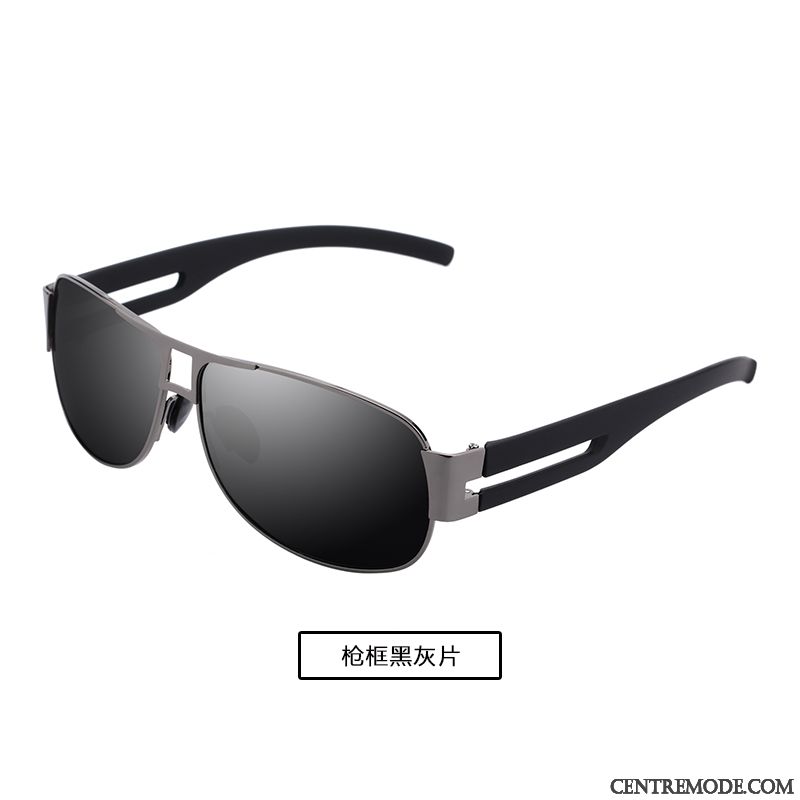 Lunettes De Soleil Homme Le Nouveau Conduire Gros Aviateur Tendance Noir Gris