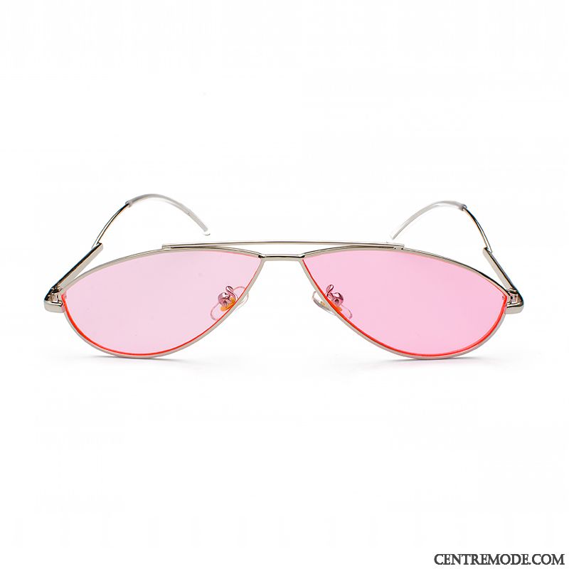 Lunettes De Soleil Homme Rond Femme Réseau Tendance Irrégulier Personnalité Rouge Rose Argent