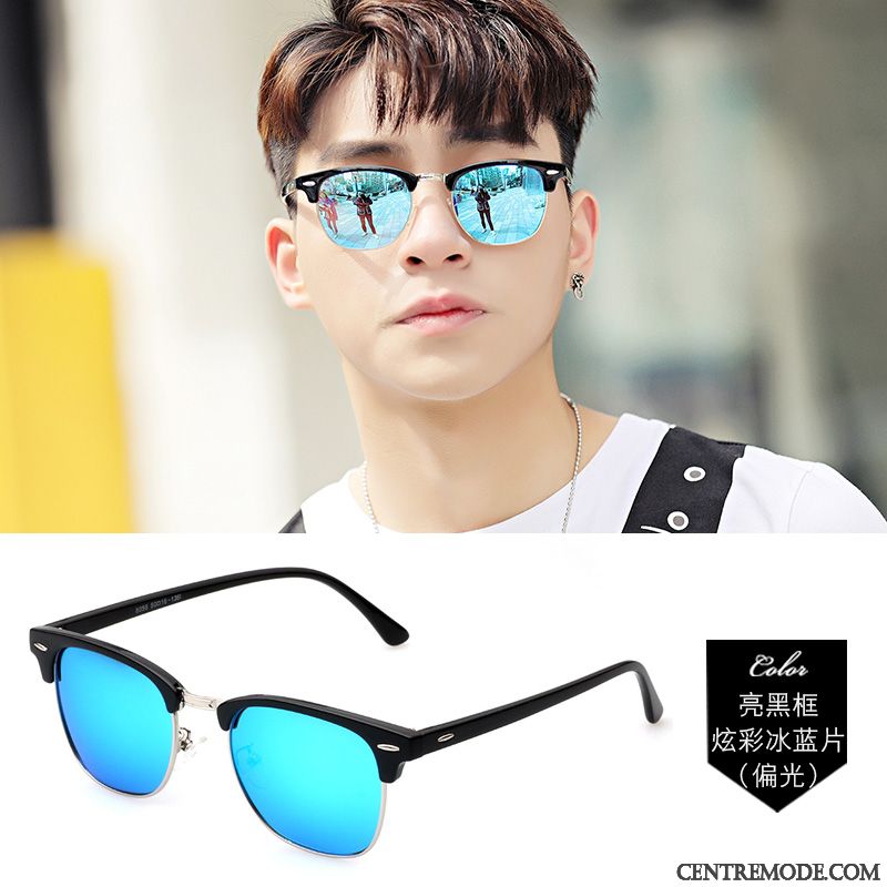 Lunettes De Soleil Homme Tendance Femme Conduire Rétro Polarisant Le Nouveau Bleu Noir