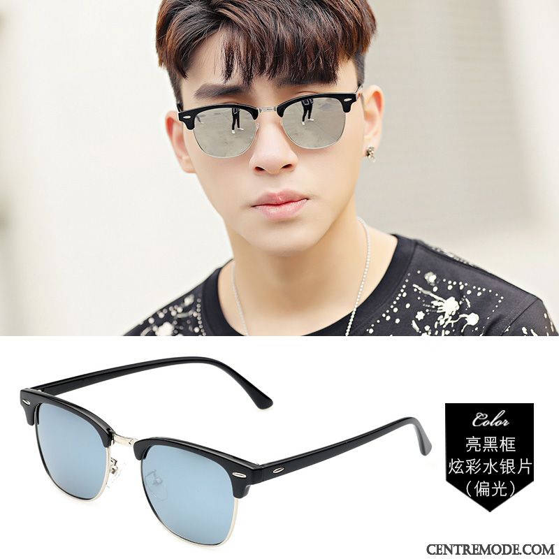 Lunettes De Soleil Homme Tendance Femme Conduire Rétro Polarisant Le Nouveau Bleu Noir