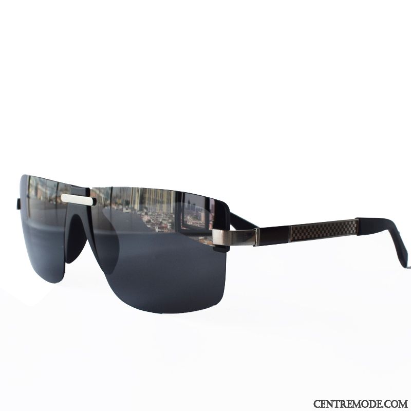 Lunettes De Soleil Homme Visage Rond Conduire Chauffeur Personnalité All-match Simple Noir Or Gris