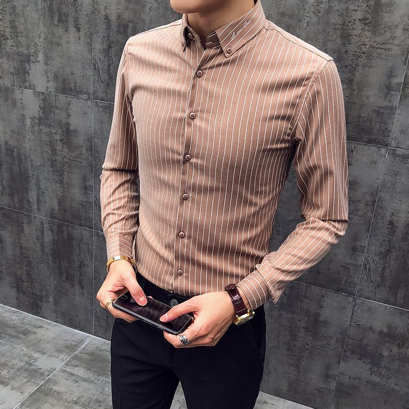 Magasin De Chemises Pour Hommes En Ligne, Chemise Jean Manche Courte Homme Brun Rose Saumon