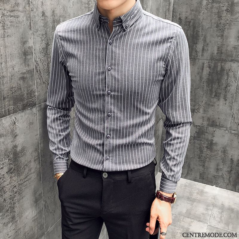 Magasin De Chemises Pour Hommes En Ligne, Chemise Jean Manche Courte Homme Brun Rose Saumon