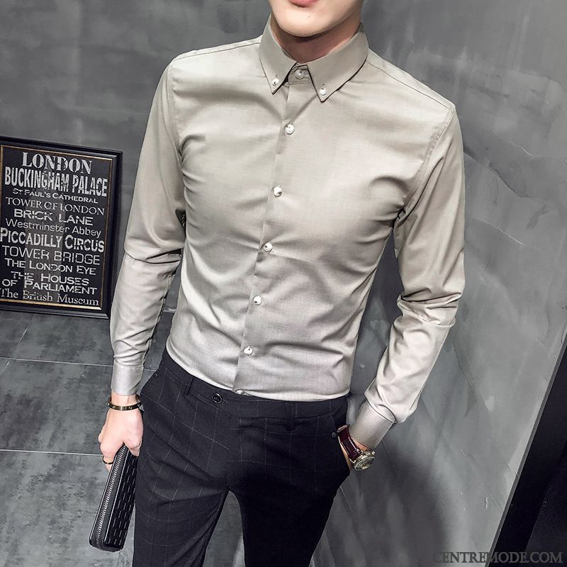 Magasin De Chemises Pour Hommes En Ligne, Chemise Jean Manche Courte Homme Brun Rose Saumon