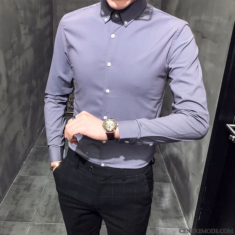 Magasin De Chemises Pour Hommes En Ligne, Chemise Jean Manche Courte Homme Brun Rose Saumon