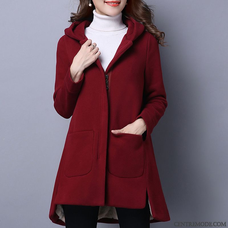 Manteau Avec Capuche Fourrure Femme, Manteau Avec Capuche Bisque Corail