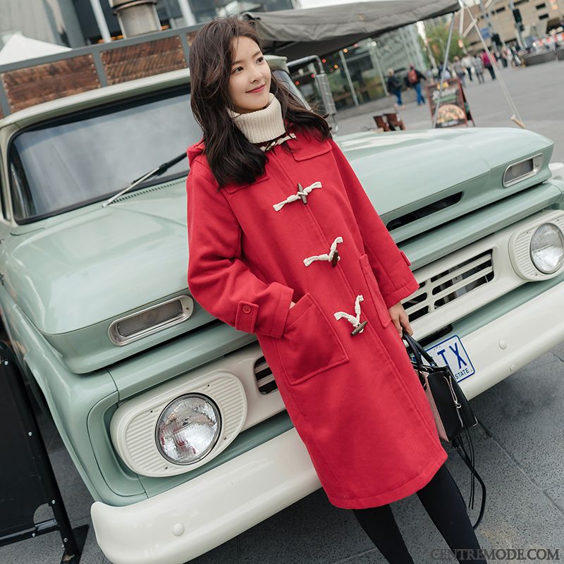 Manteau Caban Femme Marron Vert Printanier, Manteau En Laine Femme France