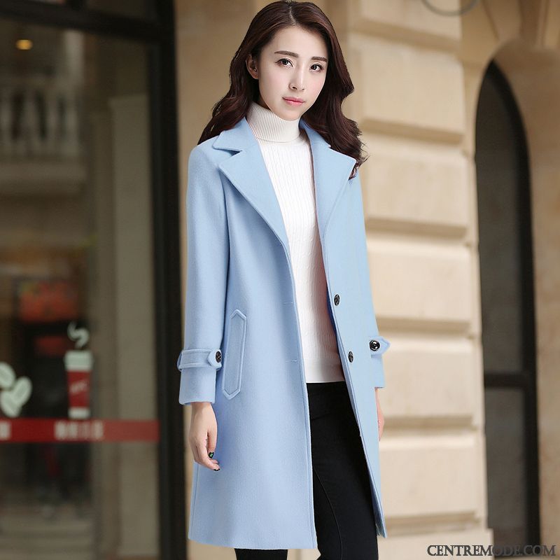 Manteau Classe Femme Pas Cher, Manteau Femme Tendance Bleu Cobalt Rose