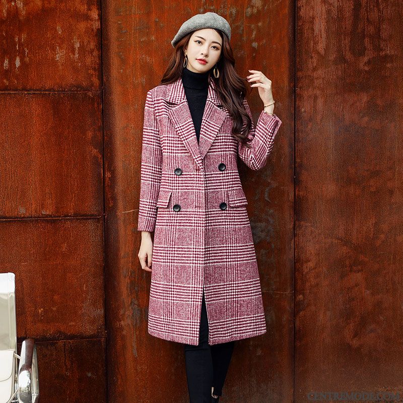 Manteau Femme Laine Et Cuir Neige Rubine, Veste Femme Longue Noire Pas Cher