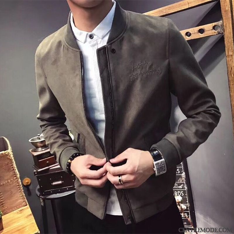 Manteau Homme En Cuir, Veste En Cuir Pour Homme Brun Vert Pâle