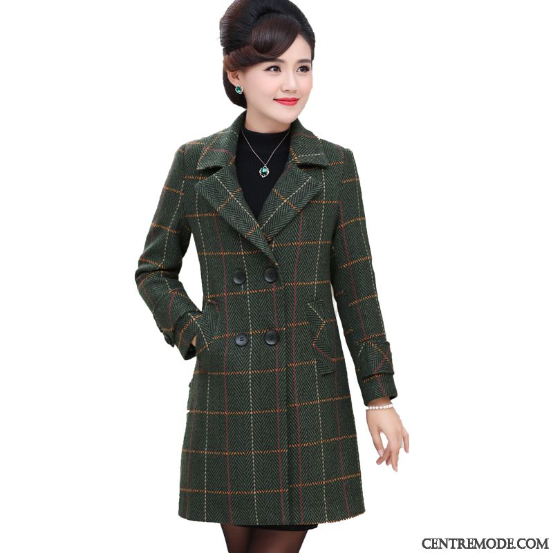 Manteau Long Chaud Femme Rose Vert Printanier, Veste Chaude Femme