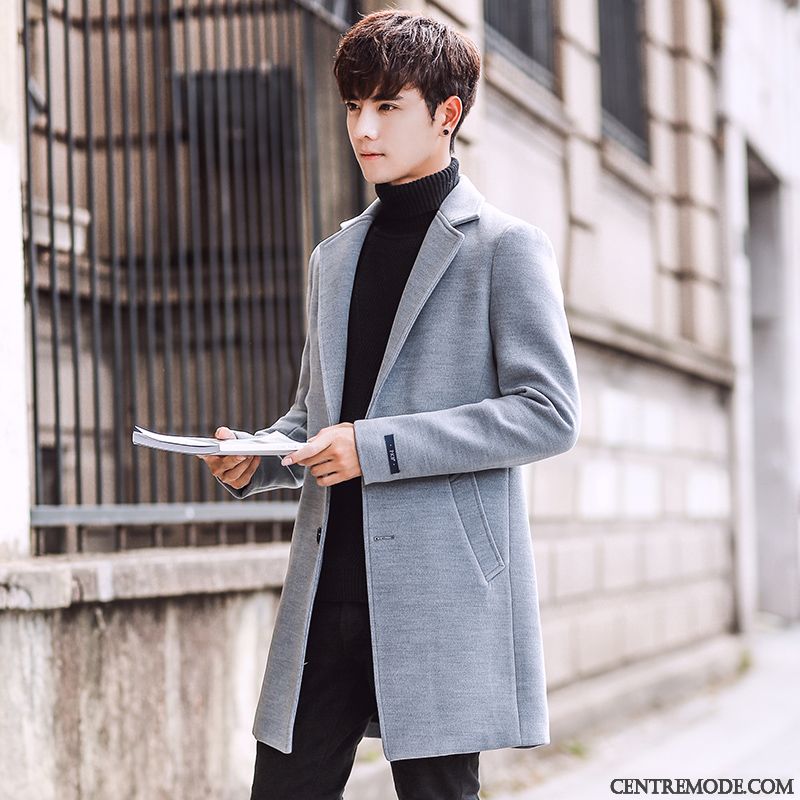 Manteau Pardessus Homme, Manteau Homme Tendance Vert Jaunâtre Tomate