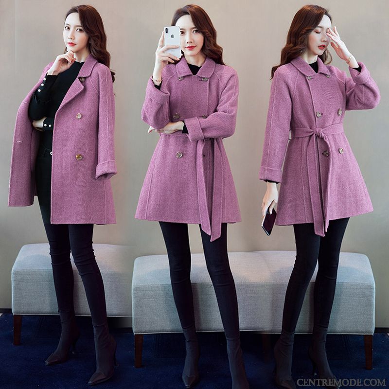 Manteaux Femme Col Haut Gros Confortable Simple Tempérament Élégant Rouge
