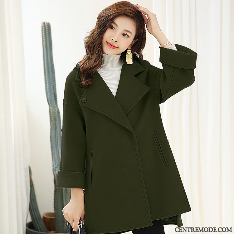 Manteaux Femme L'automne Costume Manteau En Laine Longue Type De Gueule Vert