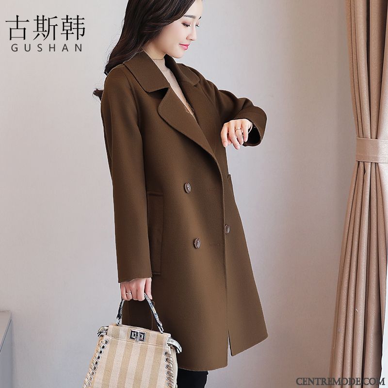 Manteaux Femme L'automne Manteau En Laine Longue Parka Graisse Grande Taille Marron
