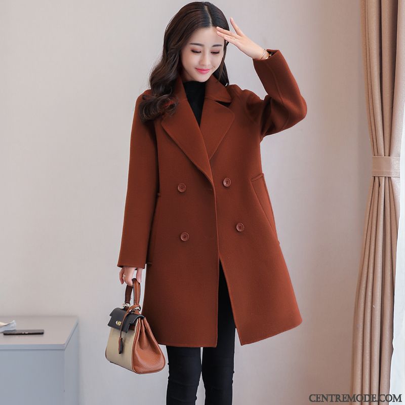 Manteaux Femme L'automne Manteau En Laine Longue Parka Graisse Grande Taille Marron